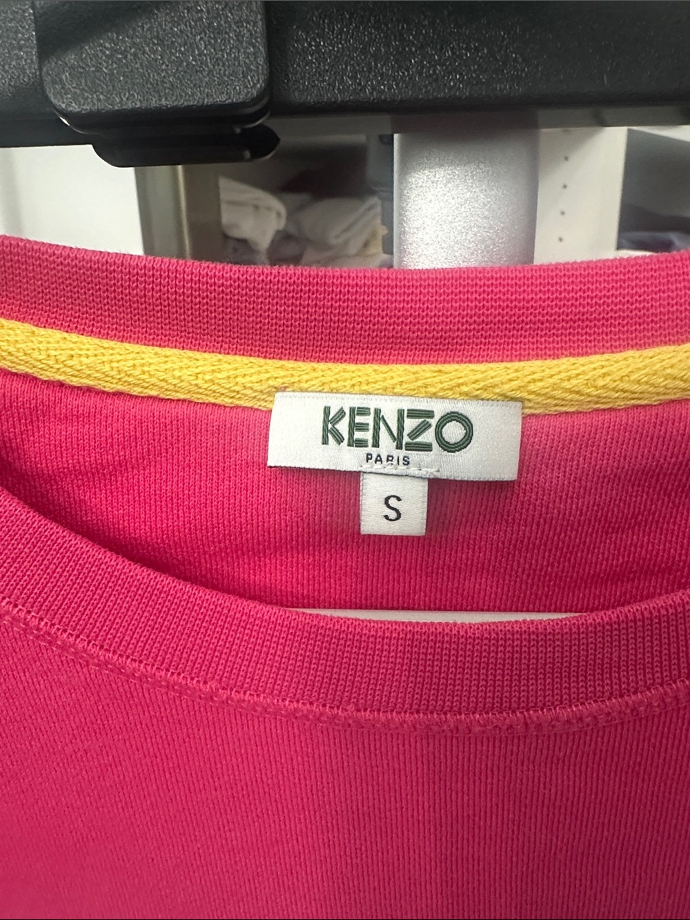 Kenzo Hot Pink Tiger Logo sweater dress with Yellow Accent - Picture 2 of 5